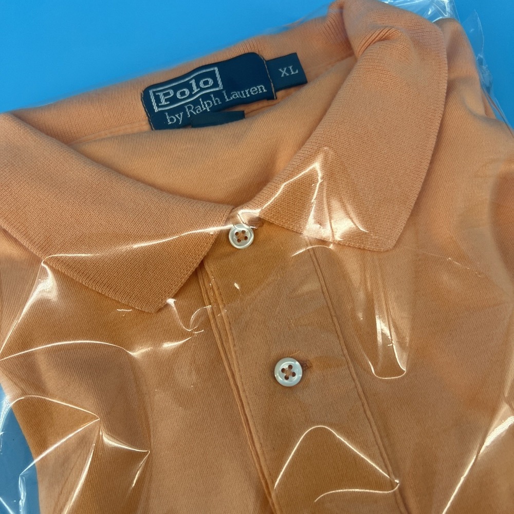 Polo by Ralph Lauren‎ Polo Shirt Men's XL Orange Short Sleeve Collared Blue Pony